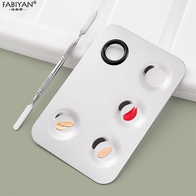 

Stainless Steel Makeup Palette With Spatula Rod Mixing Foundation Eyeshadow Rectangle