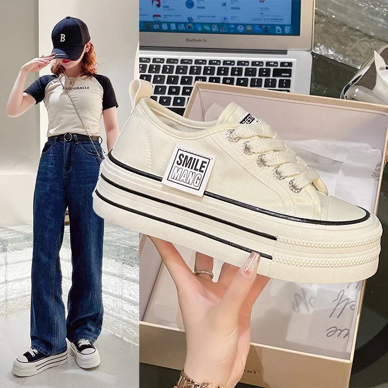 

Кеды женские на платформе, Вулканизированная массивная подошва, кроссовки для прогулок, повседневная обувь, весна-лето