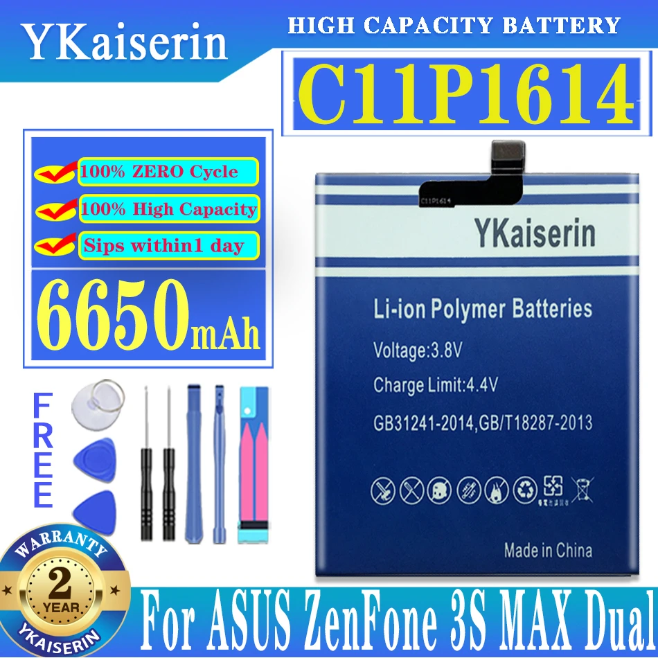 

For ASUS C11P1614 Phone Battery For ASUS ZenFone 3S MAX Dual SIM TD-LTE ZenFone Pegasus 3S ZC521TL 6650mAh High Capacity