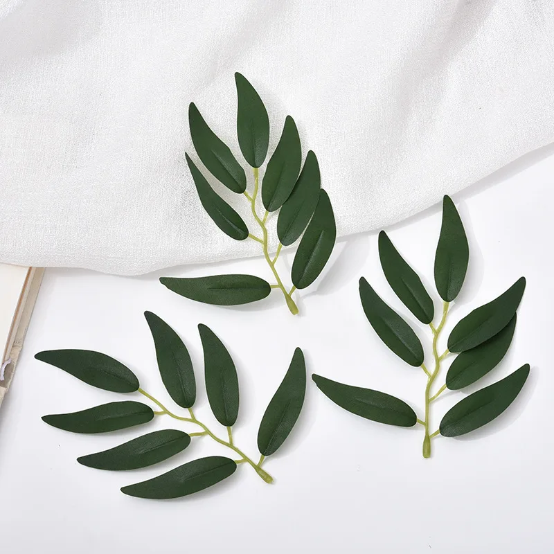 

200PCS Simulated Green Plant Willow Leaf Wedding Site Decoration DIY Flower Arrangement Forest Series Wedding Shooting Props