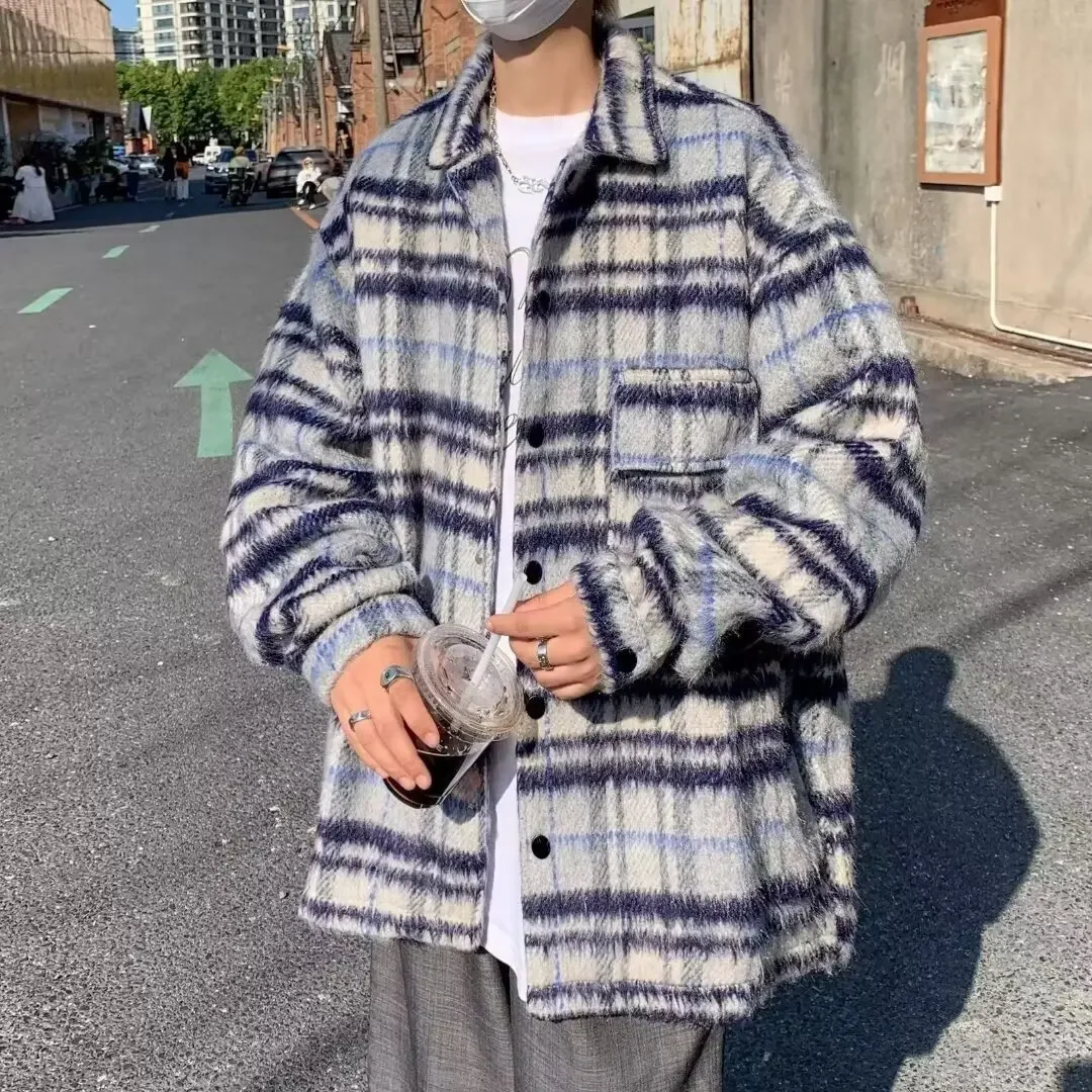 Универсальная модная мужская клетчатая куртка в американском винтажном стиле