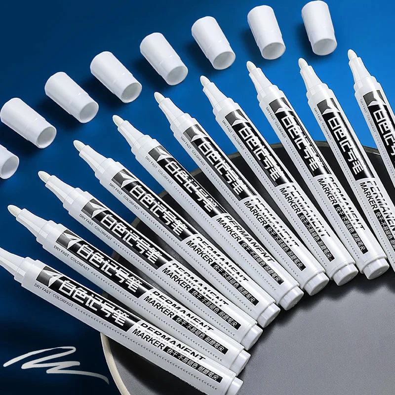 

100PCS White Markers Pens Waterproof Permanent Quick-drying Paint Marker Pen Graffti Labelers Car Tyre Highlighters Art Supplies