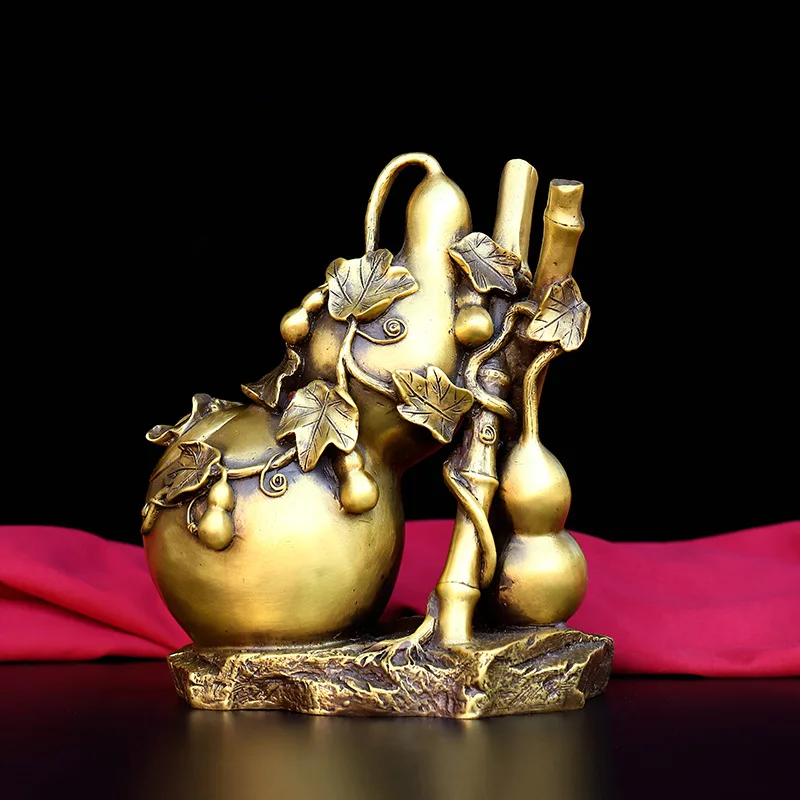 

Brass Gourd Ornaments High Bamboo Gourd Study Living Room Home Decorations