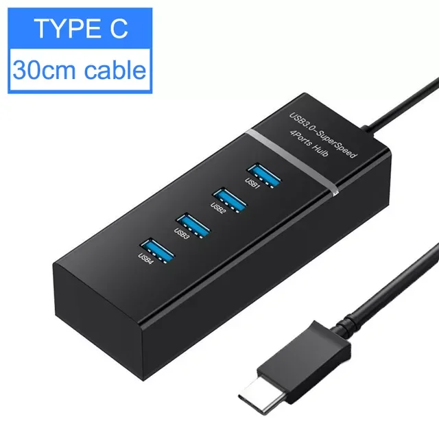 

C HUB Multi Type-C 3.1 USB 4 Port For MacBook Air Pro Computer PC Laptop Accessories Usb 3 3.0 2.0 Hub OTG Adapter Splitter