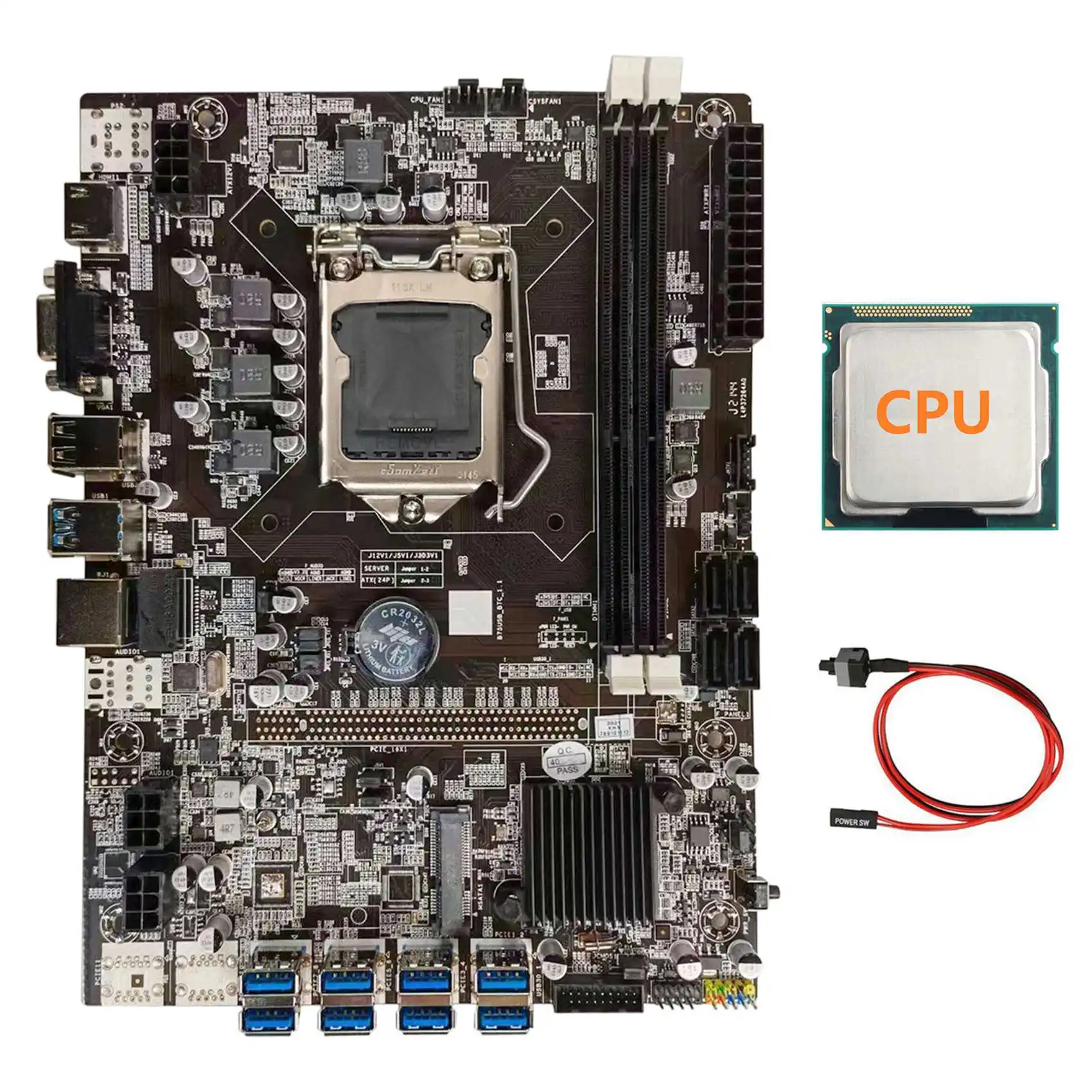 

Материнская плата B75 для майнинга BTC + случайный ЦП + кабель переключения LGA1155 8xpcie USB-адаптер DDR3 MSATA B75 USB материнская плата для майнинга BTC