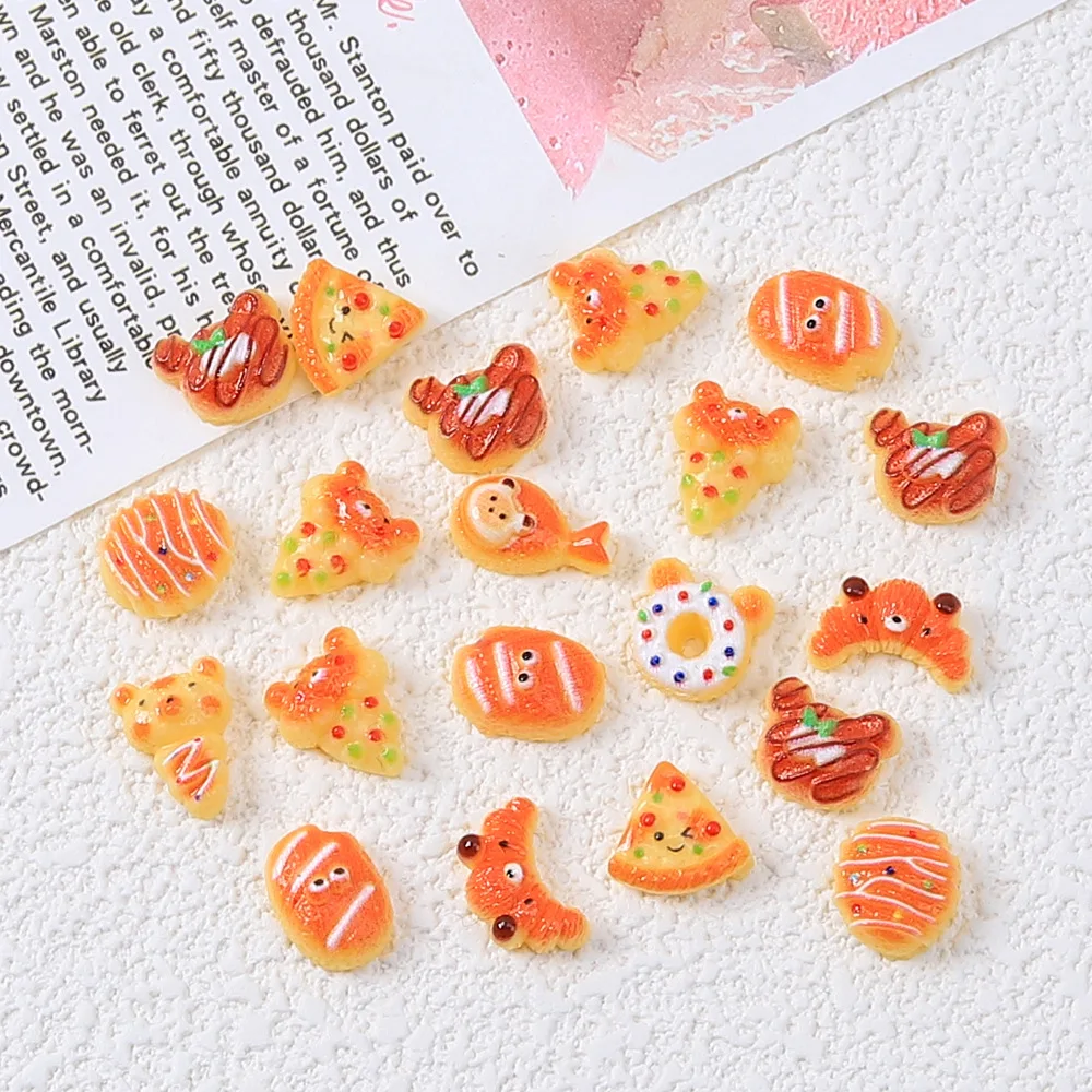 20 шт./лот 3D моделирование мультяшная еда подвески для ногтей смола сладкий хлеб