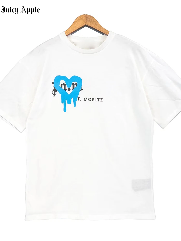 Juicy Apple T Shirt PALM Brand Love Print Logo Cotton Short-sleeved T-shirt 2022 Summer Men And Women Couple Top Y2k Tshirt Tops