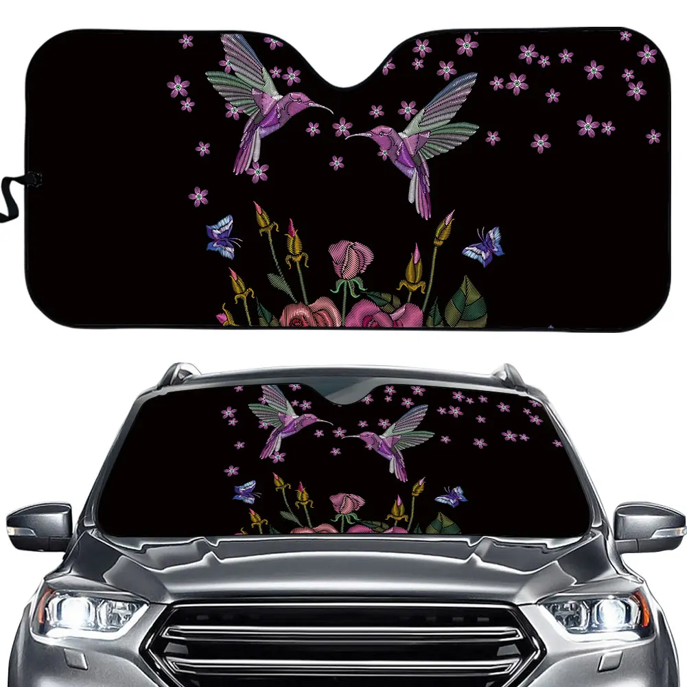 

Car Windshield Floral Hummingbird Print Auto Sunshade Summer Universal Vehicle Sun Shade Protection Covers for Most SUV Cars