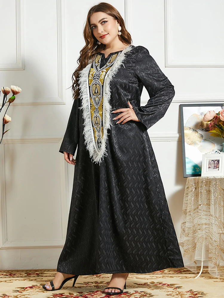 

Размера плюс Eid Black Abaya Dubai Kaftan Турция ислам арабское мусульманское платье для женщин длинное женское платье Caftan Marocain