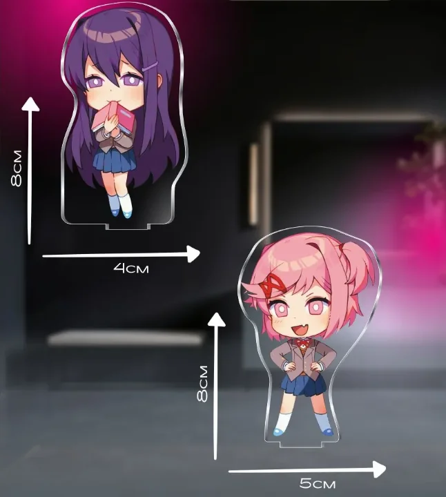 Фото Акриловая подставка для аниме-фигурок Doki Doki Literature Club! с Саёри, Юри, Моникой, Нацуки, коллекционный сувенир с высококачественной печатью №3