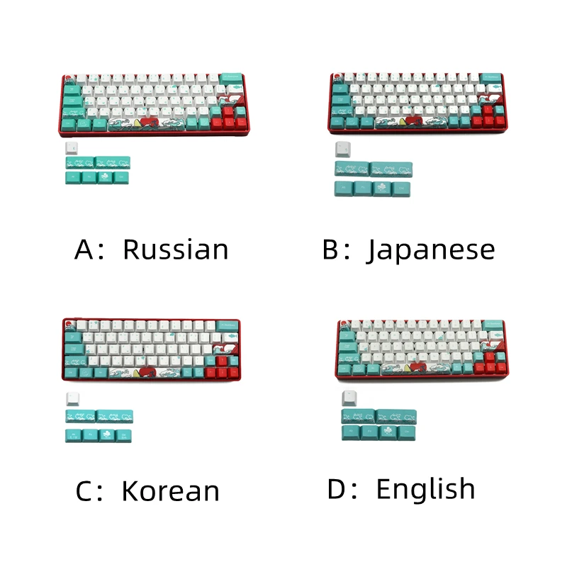 71 клавиши русская море Коралл Ukiyo-e Keycap Корейская клавиатура PBT японская