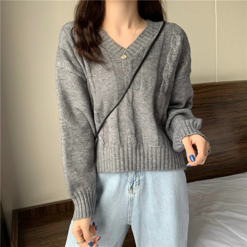 

WW0944 Новый женский модный универсальный Женский Короткий трикотажный свитер