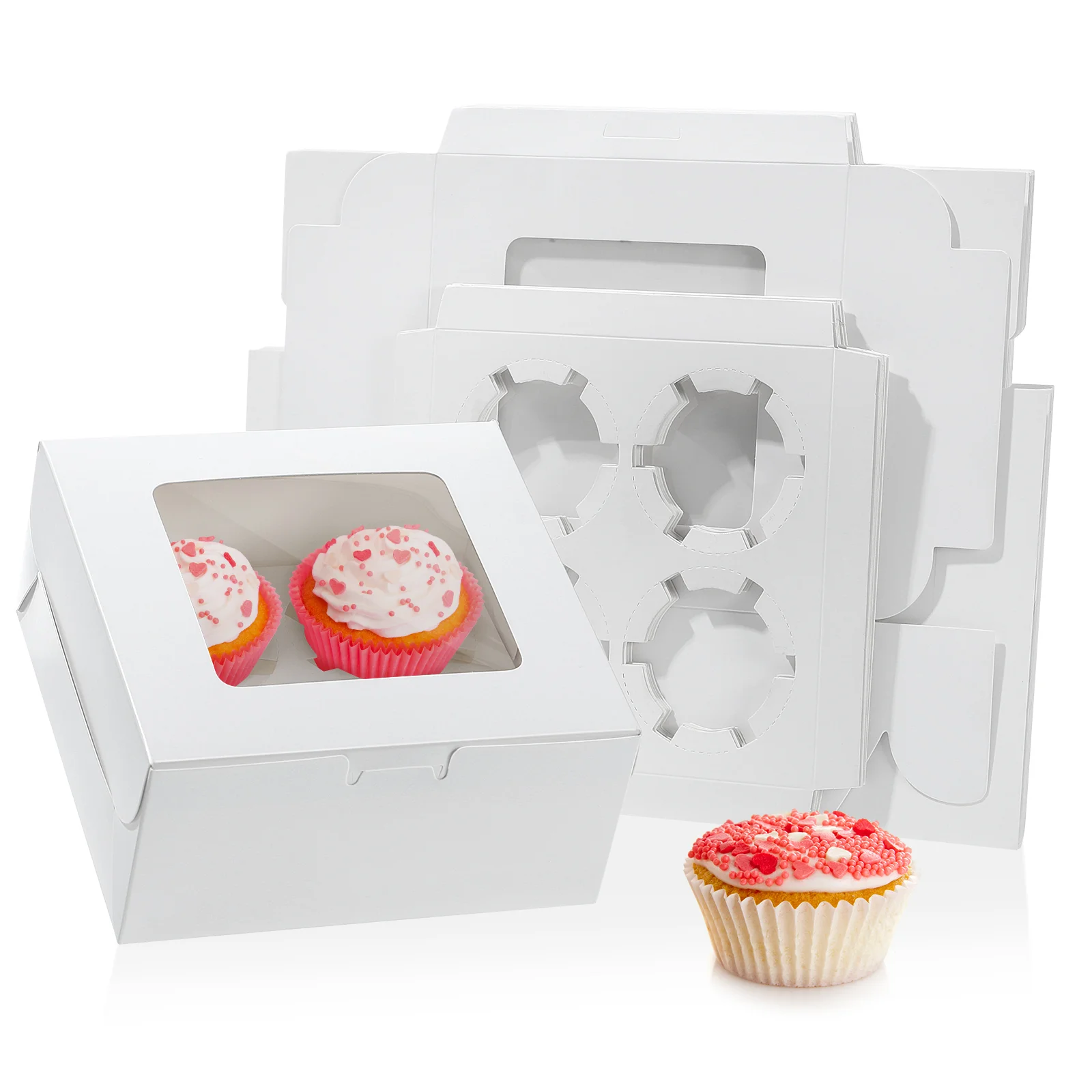 

10pcs Muffin Carrier Boxes Paper Cupcake Boxes Egg Tart Containers 4 Compartment Cupcake Carriers
