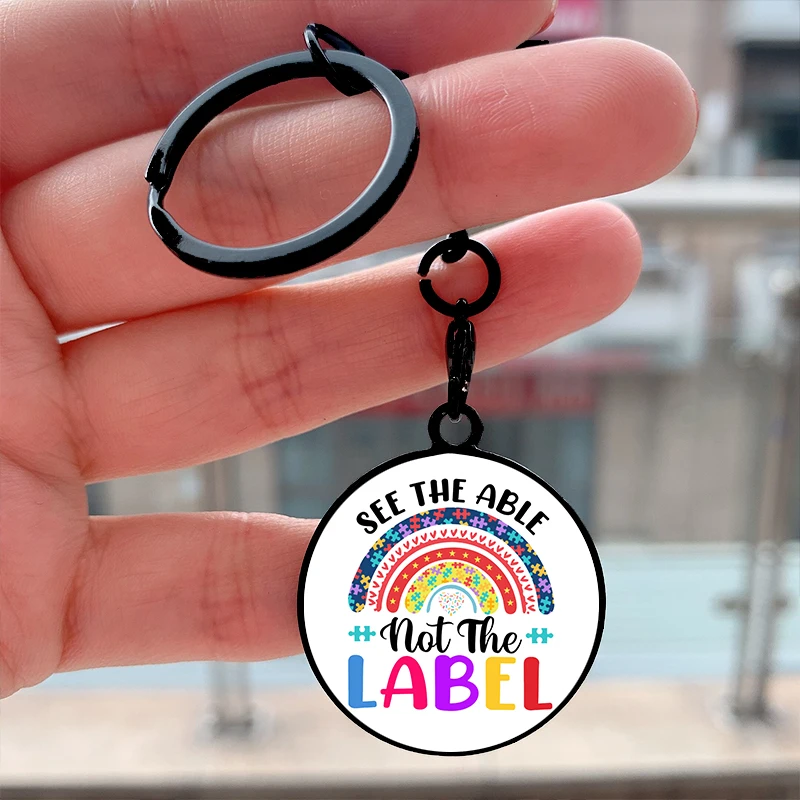 

Fashion See The Able Neurodiversity Cool Key Tag Motorcycles Cars Backpack Chaveiro Keychain For Friends Key Ring Accessories