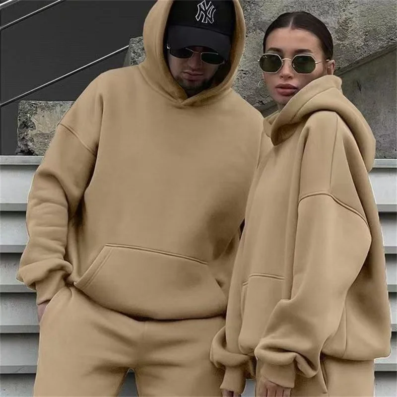 Трансграничный осенне-зимний новый парный бархатный модный свитер с капюшоном