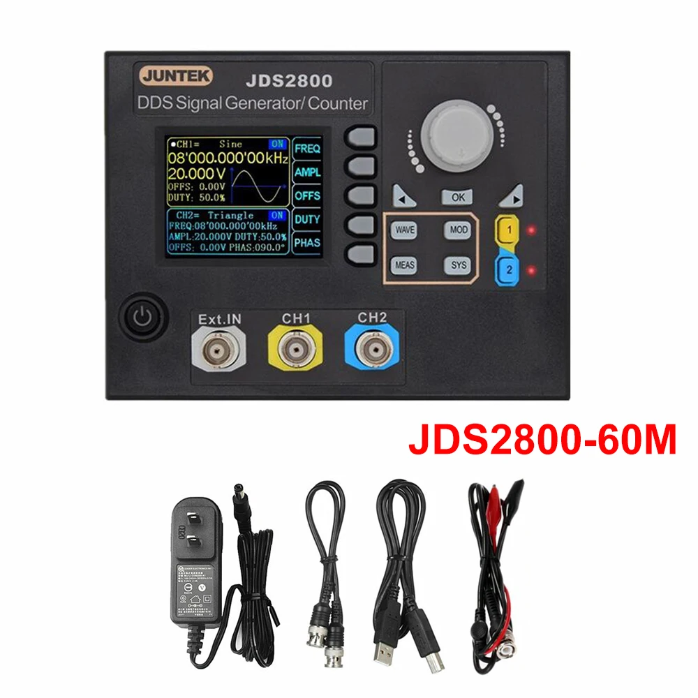 

Цифровой функциональный генератор сигналов JUNTEK JDS2800-60M 60 МГц DDS, Двухканальный измеритель частоты, произвольный генератор сигналов