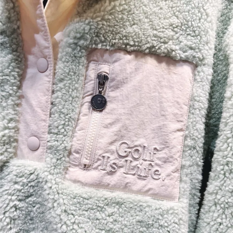 【 Presale 】Women's Long Sleeve Contrast Color Zipper Sherpa Pile Pullover Tops Fleece Sweatshirt  Soft, Warm and Comfortable