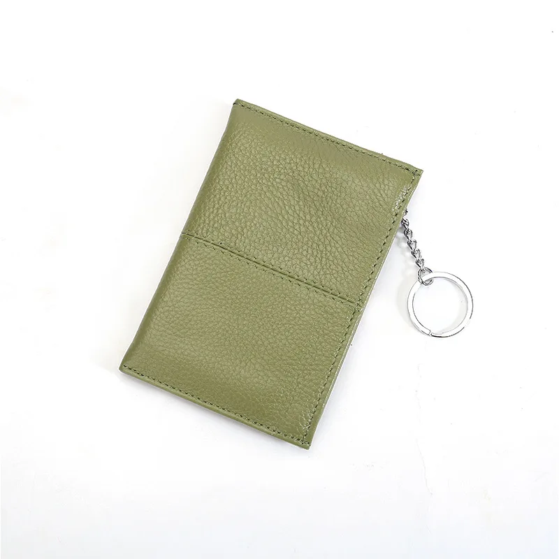 

First Layer Cowhide Ladies Wallet Leather Key Ring Bag Coin Purse Zipper Coin Purse