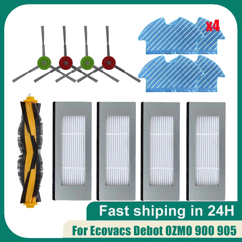 

Main Side Brush Hepa Filter Mop Cloths For Ecovacs Debot OZMO 900 DN55 905 Roller Robotic Vacuum Cleaner Spare Part Accessories