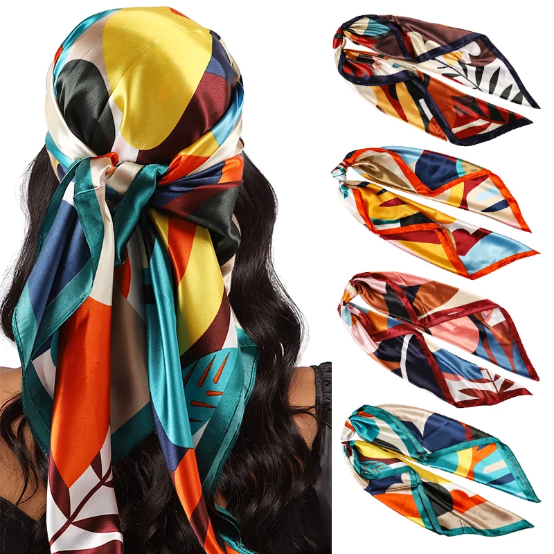 

Fashion women scarf quality shawl silk fashion scarf headscarf beach sunscreen bag headscarf scarf 90*90cm foulard Muslim hijab