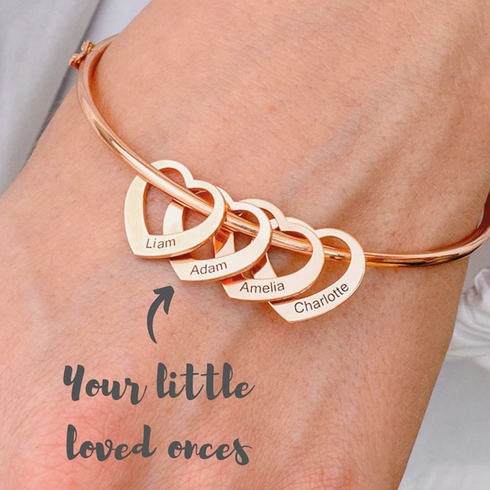 Personalized Bracelet for Woman Stainless Steel Love Charm with Name Customized Bangles Jewelry Mothers Day Gifts Pulsera Mujer