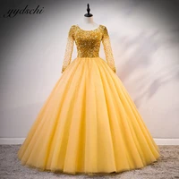 luxury ball gown tulle pleated evening dresses scoop neck floor length quinceanera princess shiny sequineed party prom gowns