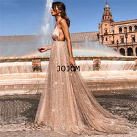 dubai dress 2022 women v neck backless glitter sexy prom dresses champagne vintage beach evening gowns mujer invitada