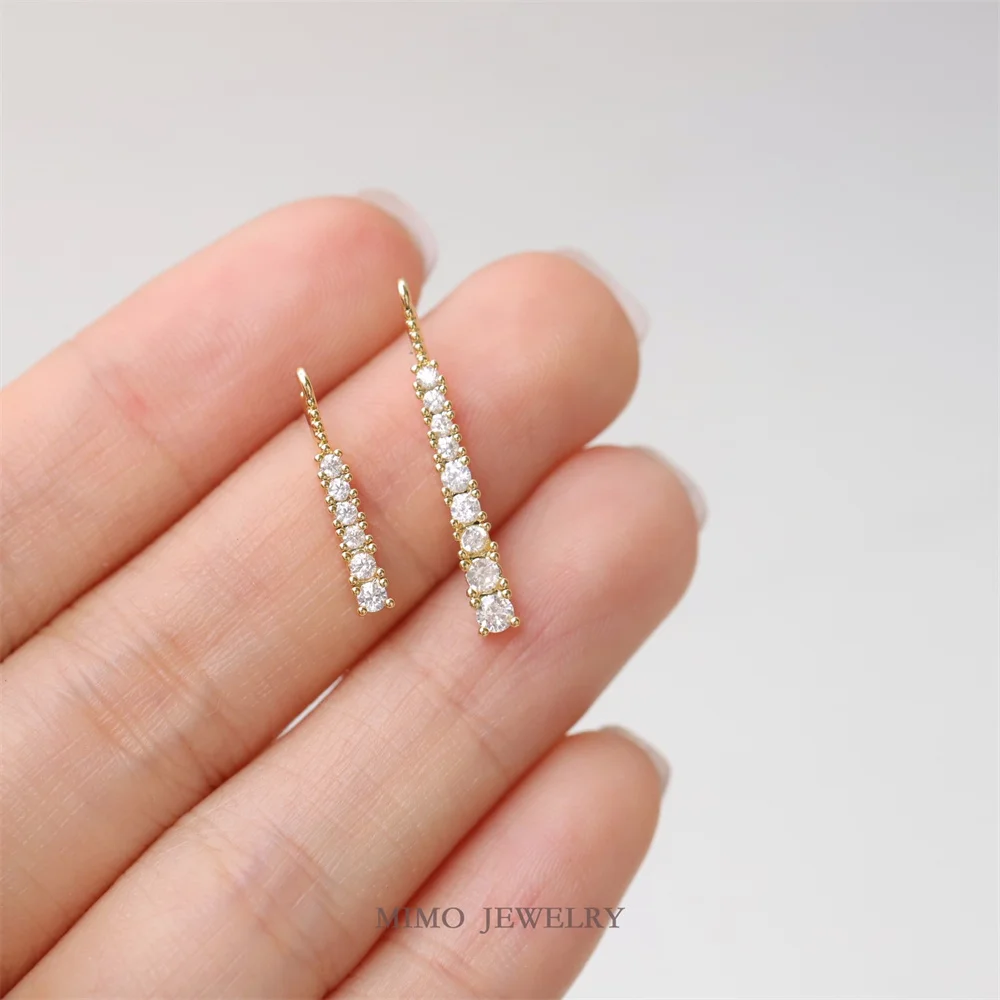 

Zircon Inlaid Simple Straight Fringe Charm Pendants 14K Gold Plated Brass Jewelry Making Supplies Diy Accessories