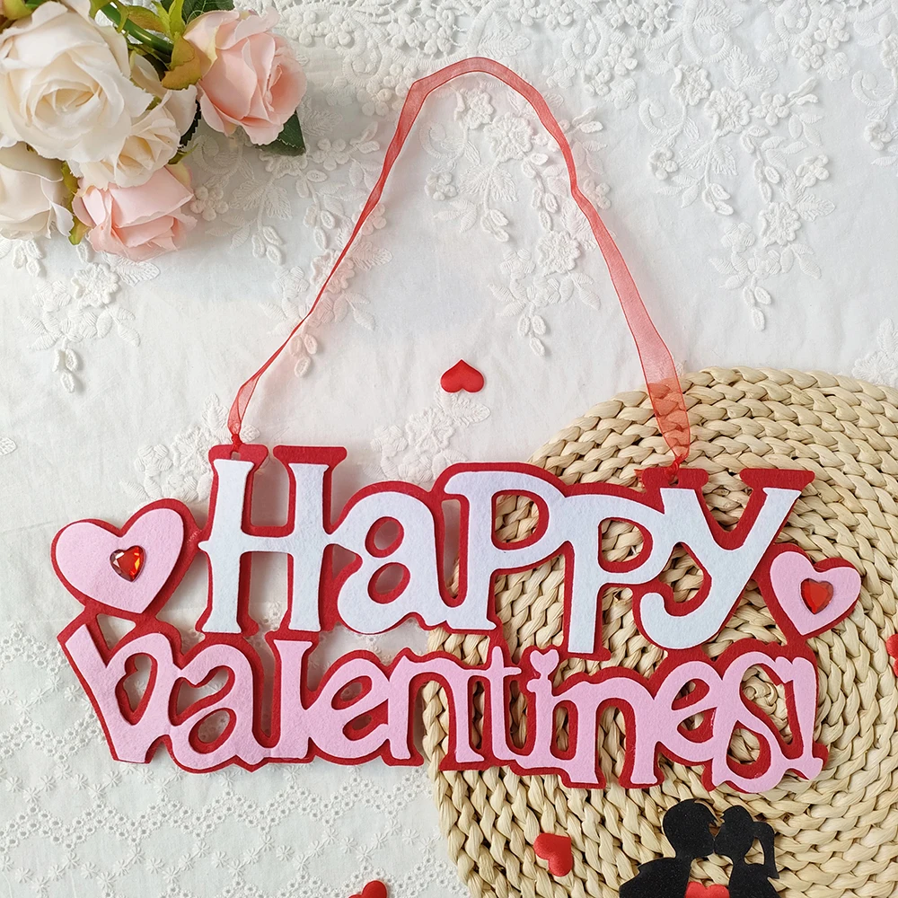 

Door Hanging Sign Happy Valentines Non-woven Pendant Wall Home Party DIY Ornaments Valentines Day Windows Doors Decorations