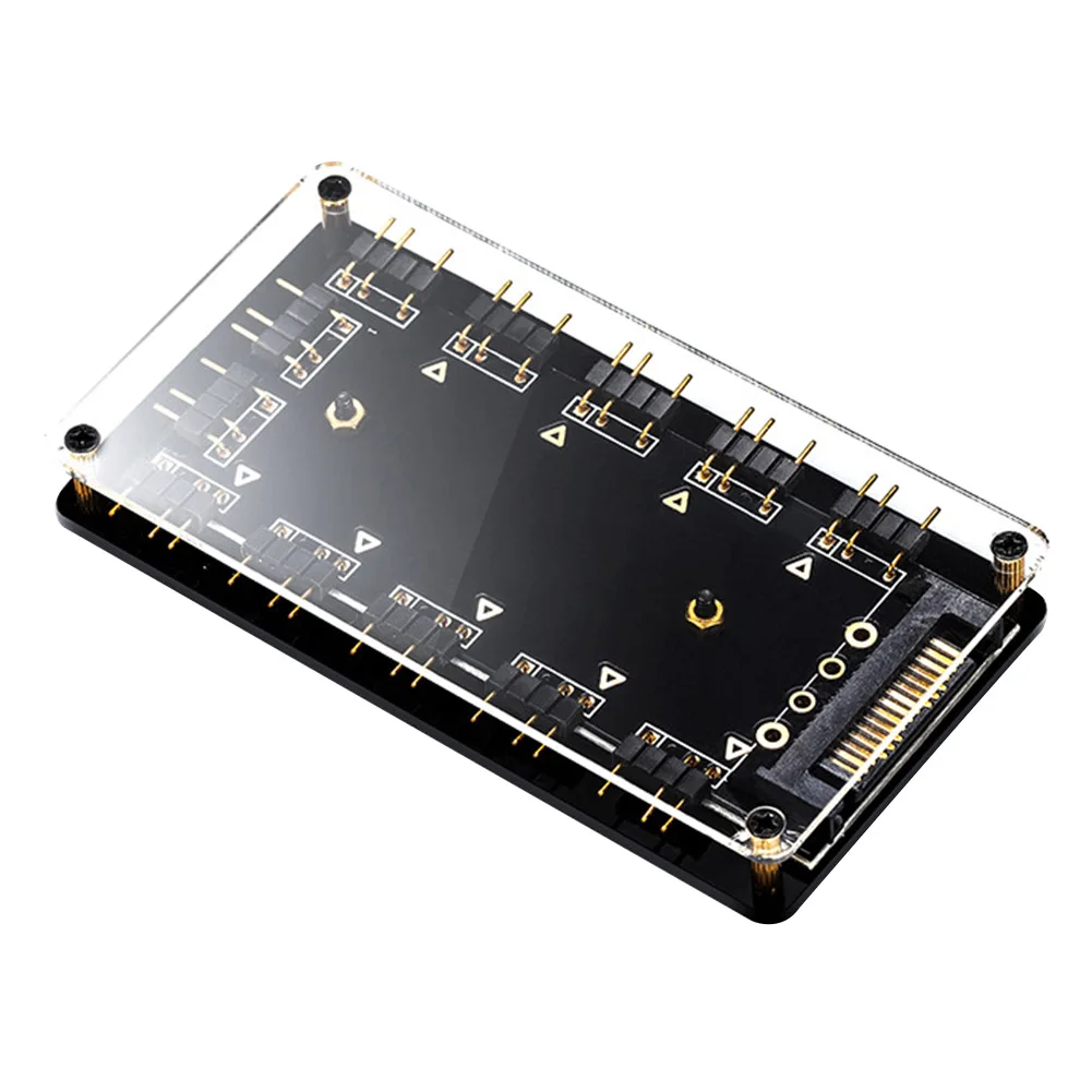 

5V 3 Pin Computer Accessories RGB Fan Hub Case Motherboard Synchronous SATA Power Black Easy Install Magnetic Splitter For AURA