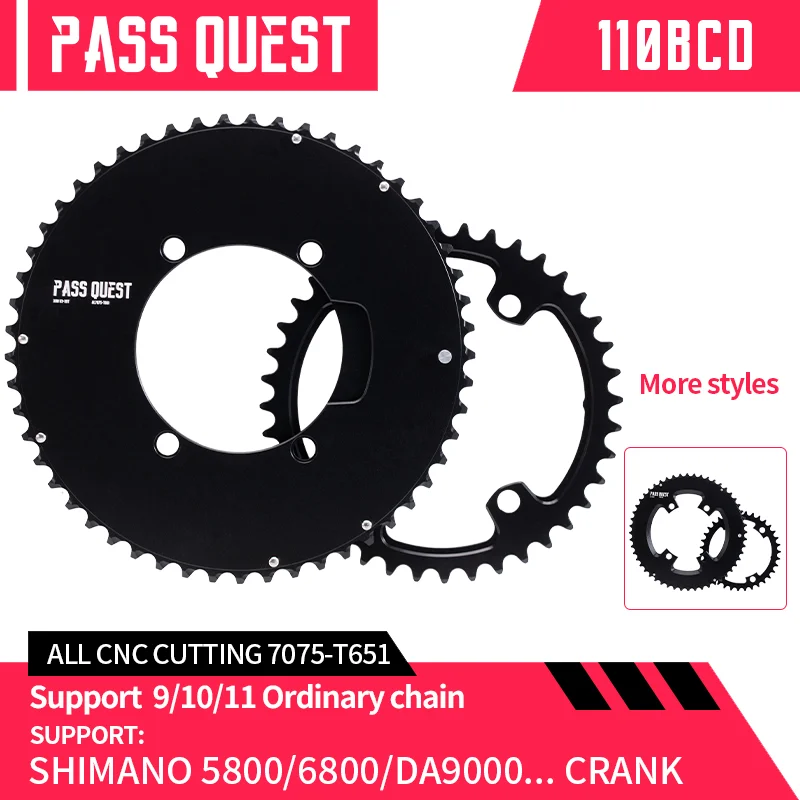 

PASS QUEST BCD110 DA9000 5800 6800 2X Sprocket AERO crankshaft set Round black 9-11 speed Road bike Gravel bike 46T 48T 50T 52T