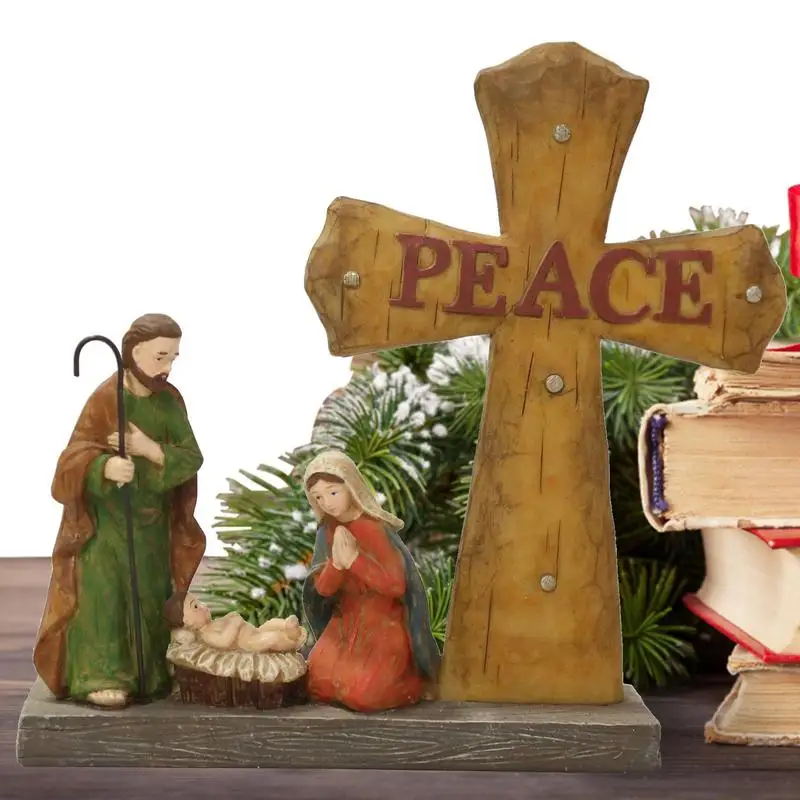 

Nativity Scenes For Christmas Indoor Resin Cross Nativity Figure Cross Nativity Decoration Jesus Messages Resin Religious