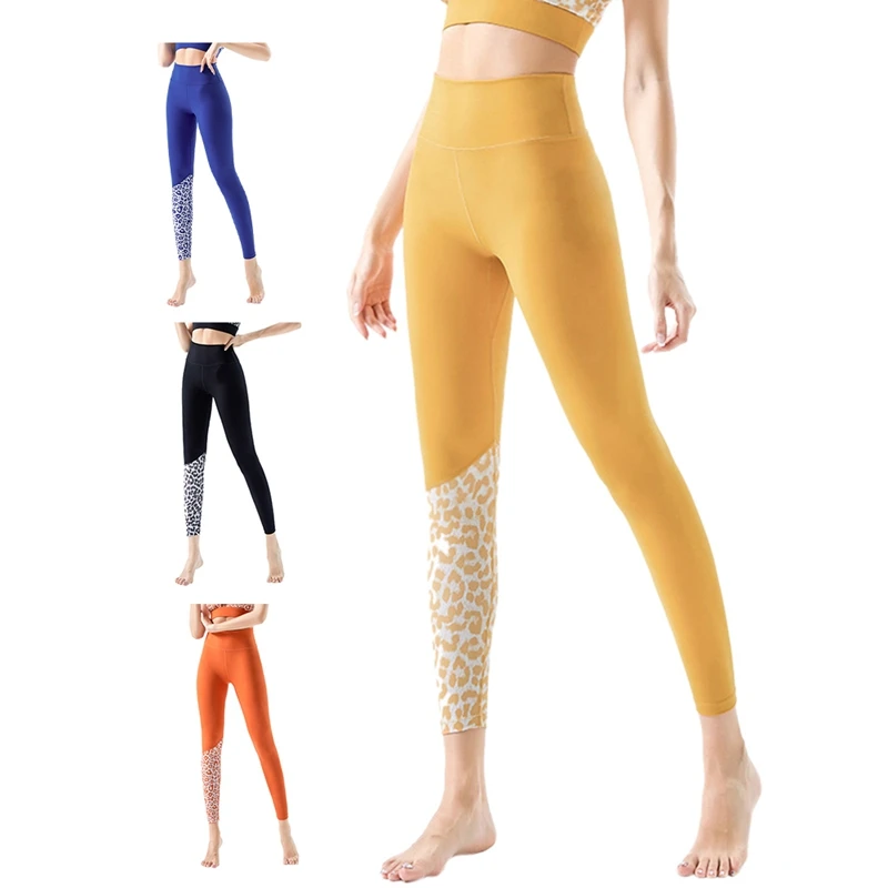 

Leopard Yoga Pants Women's High Waist Hip Lifting Fast Drying Tight Color Matching Sports Fitness Pants