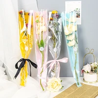 50pcs with words flower packing plastic valentines day cellophane bouquet bags florist printing multi rose peony wrapping paper
