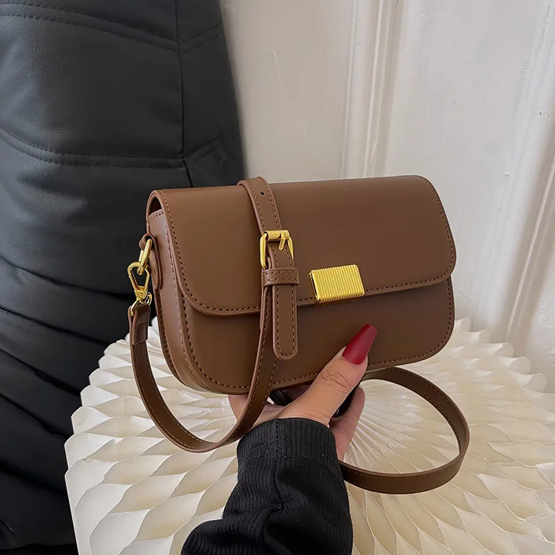 

Retro Female Bag Luxury Women Shoulder Bag Fashion Flip Bags Simple Solid Leather Crossbody Bags For Lady Purse and Handbags
