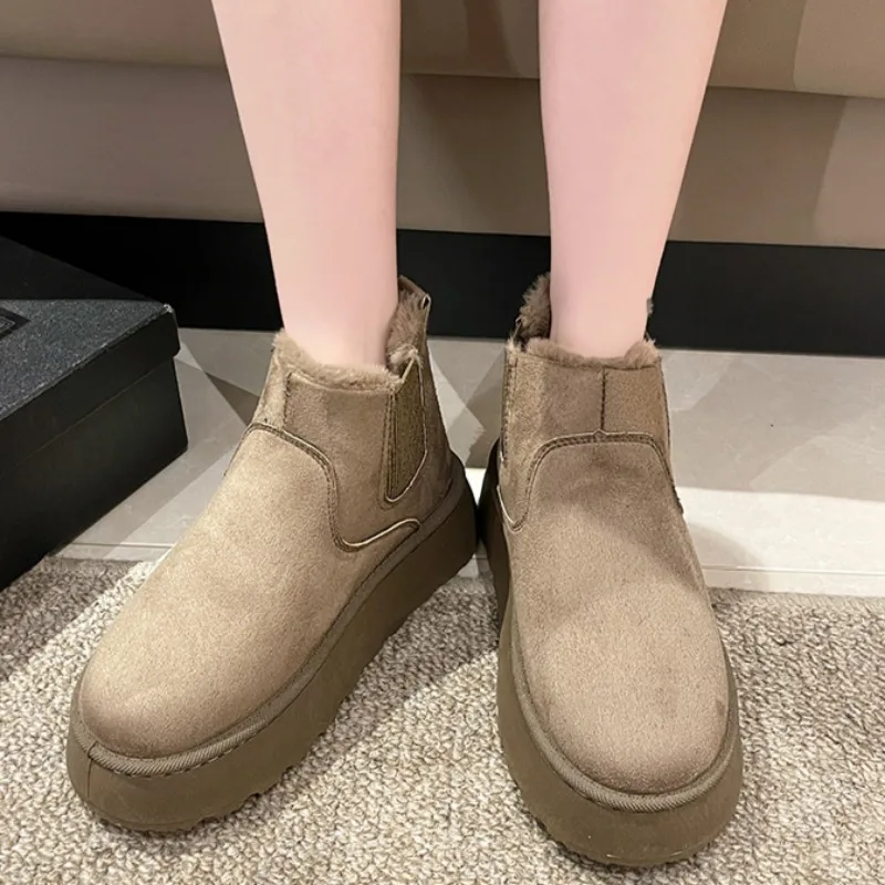 Новинка 2024 зимние женские ботинки плюшевые теплые Нескользящие кроссовки на