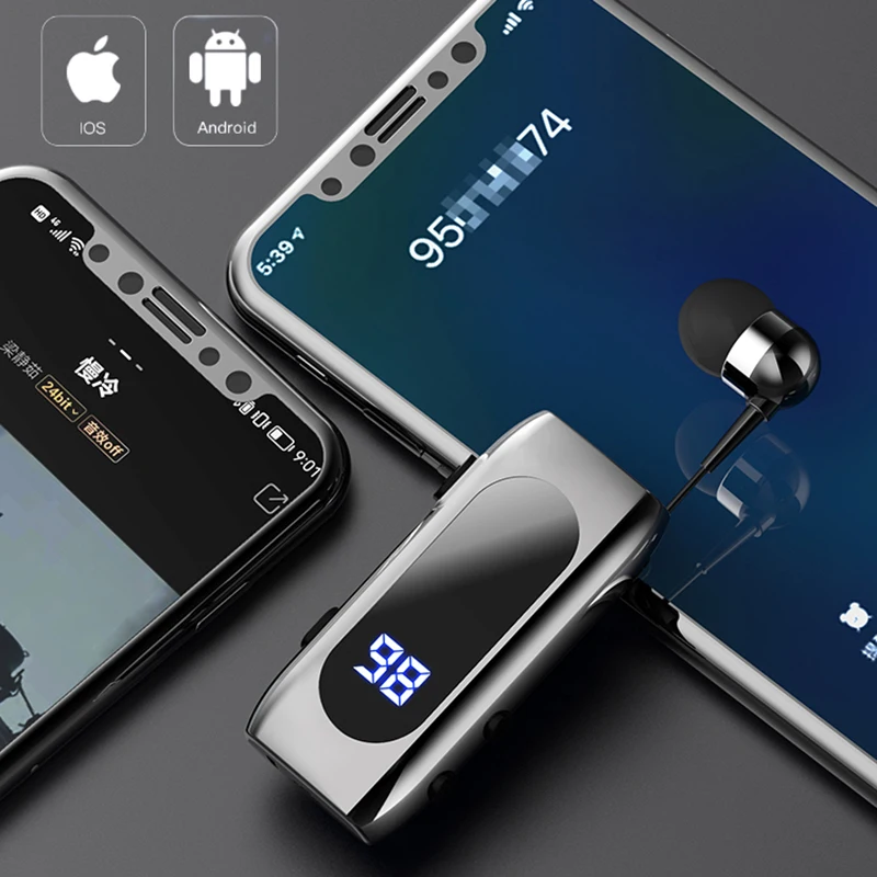 

Smart Bluetooth Headset Lavalier Retractable Cable Sports Phone With Cord Single Ear Talk Time 20 Hour Fast Charge TypeC Headset