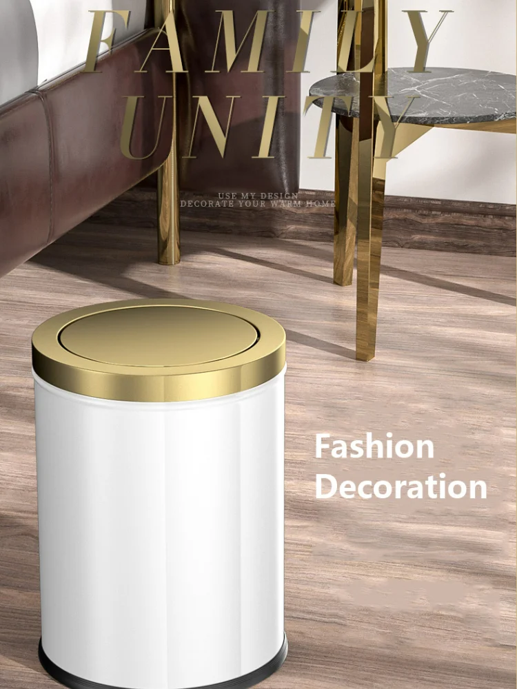 stainless steel trash can gold bathroom bedroom luxury home office trash bin kitchen cabinet storage poubelle storage bs50tc free global shipping