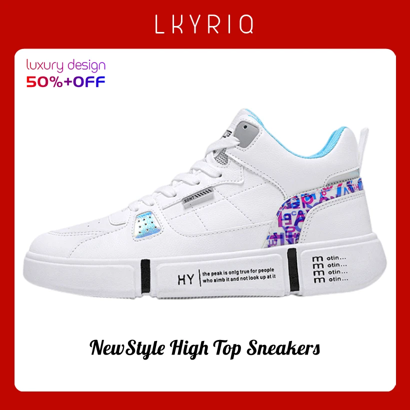 

Мужские кроссовки с высоким берцем LKYRIQ, Белые Повседневные кроссовки для бега, теннисные спортивные ботильоны для осени и зимы, 2023