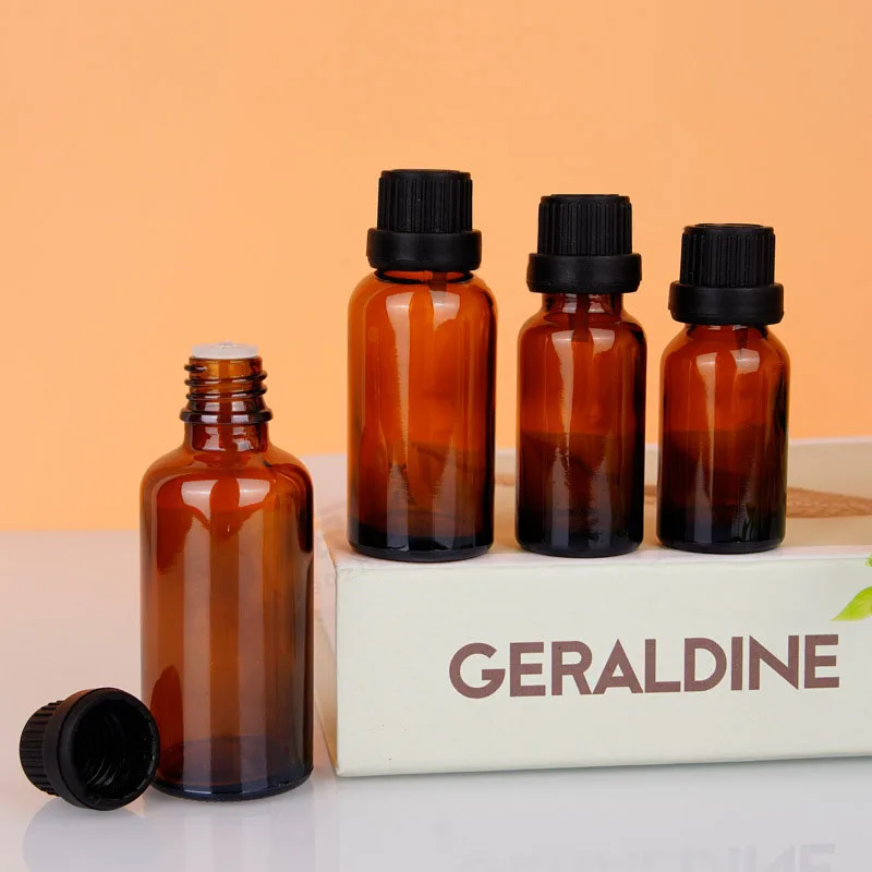 

12pcs 5ml-30ml Amber Glass Essential Oil Bottle with Hole Cap for Essential Oil Aromatherapy Perfume Sample Dropper Bottle