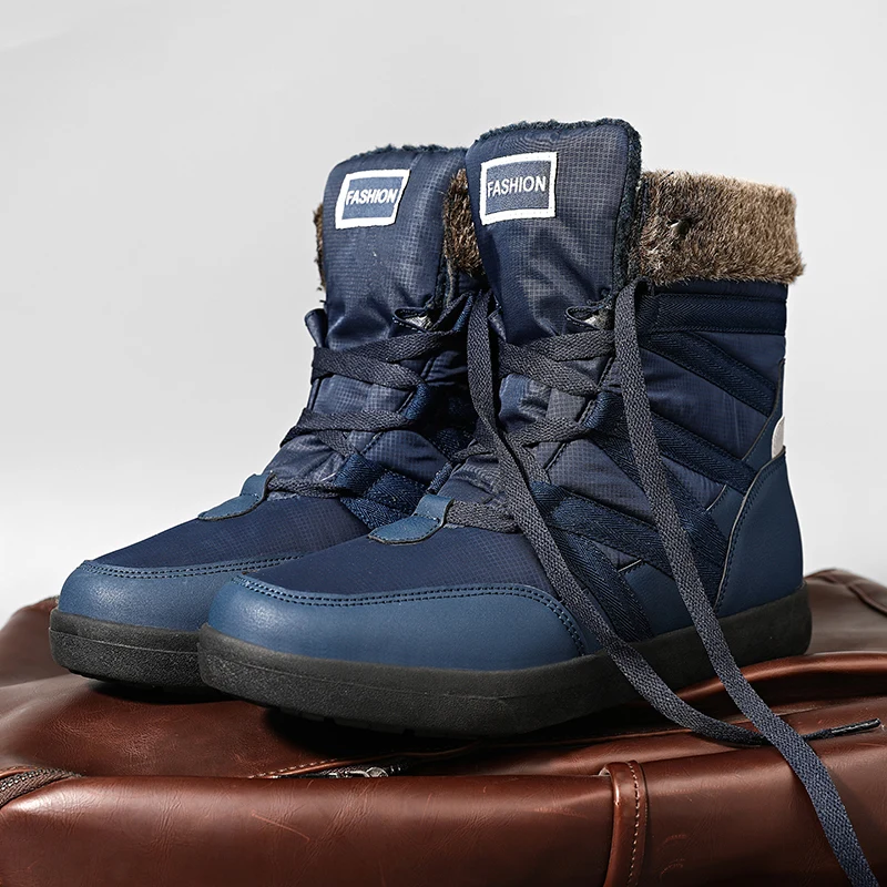 

Snow Boots Mens Hiking Boots Casual Outdoor Male Fur Classic Plush Warm Non-slip Waterproof Climbing Hunting Unisex Cotton Soft