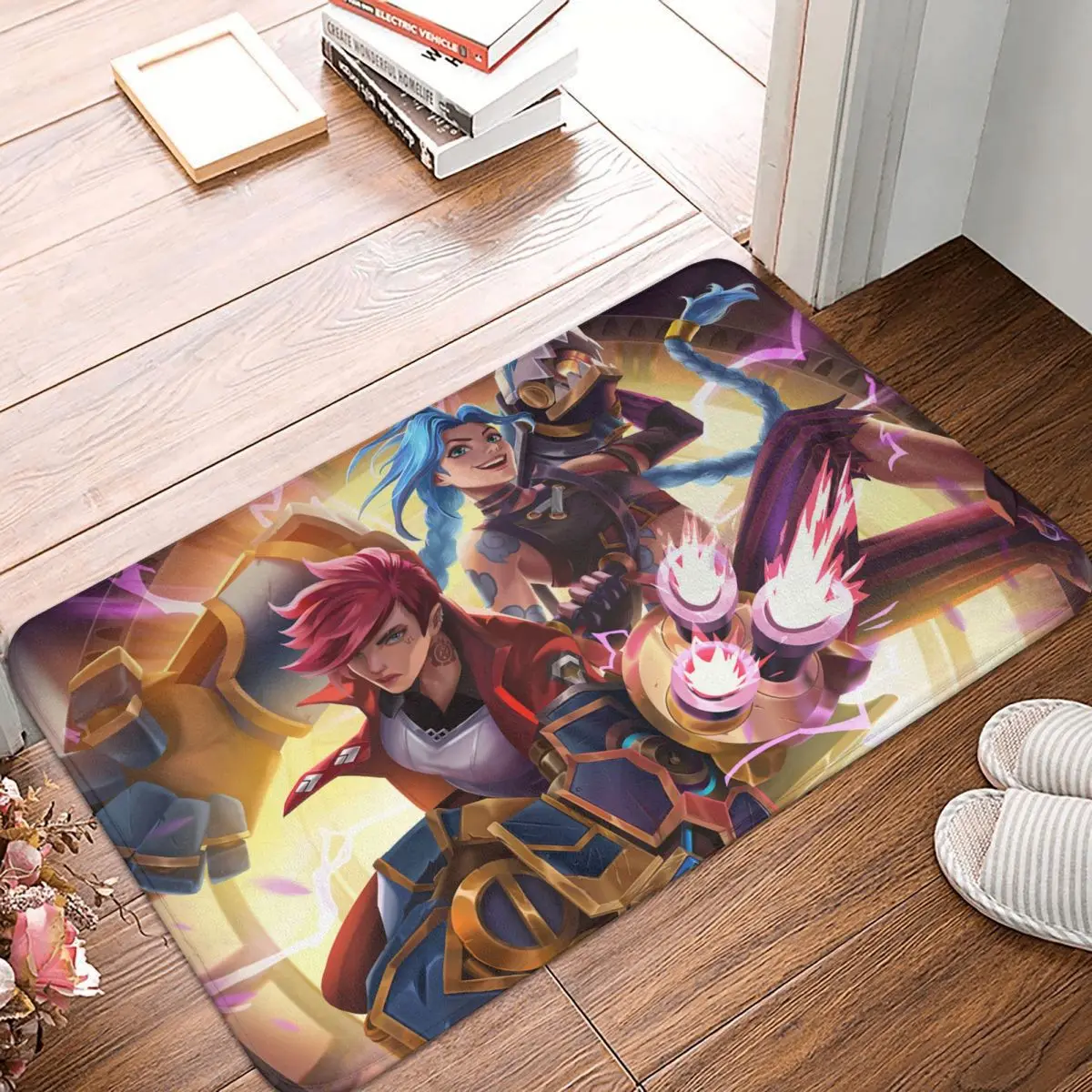 

Arcane League of Legends Non-slip Doormat Jinx Vi Living Room Bedroom Mat Outdoor Carpet Flannel Modern Decor