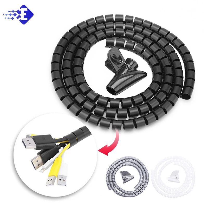 

3m 8/10/16mm Flexible Spiral Cable Wire Protector Cable Organizer Computer Cord Protective Tube Clip Organizer Management Tools