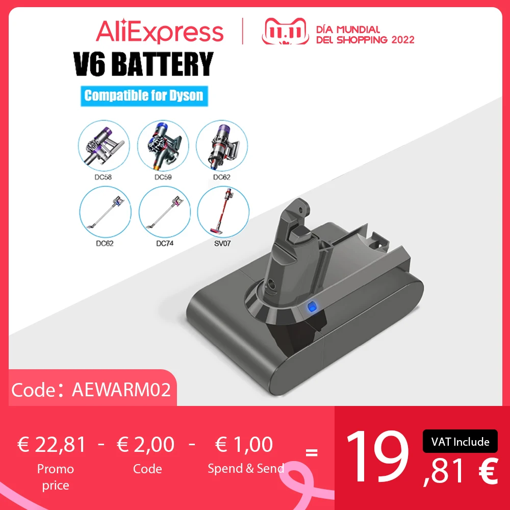 Литиевая батарея 21 6 в 6000 мАч для Dyson V6 DC62 DC58 DC59 SV09 SV07 SV03 SV05 DC74 965874-02 пушистый триггер