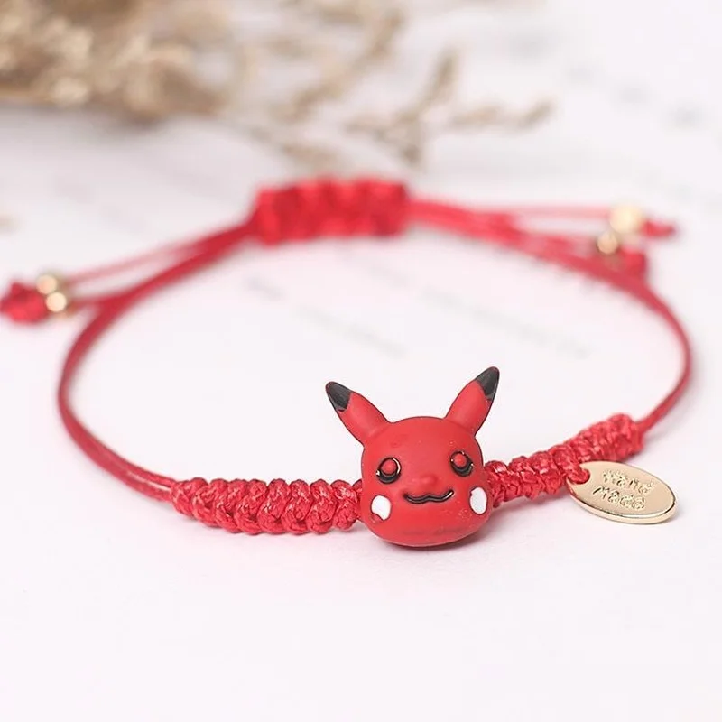

New Cute Pikachu Red Rope Bracelet Personality Anime Student Bracelet High-Profile Figure Bracelet Hand Jewelry