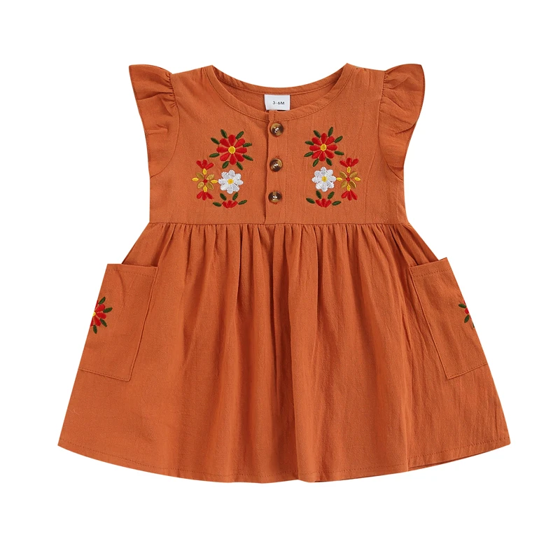 

Ma&Baby 3-24M Newborn Infant Baby Girls Dress Vintage Floral Embroidery A-Line Dresses For Girls Summer Costumes D01