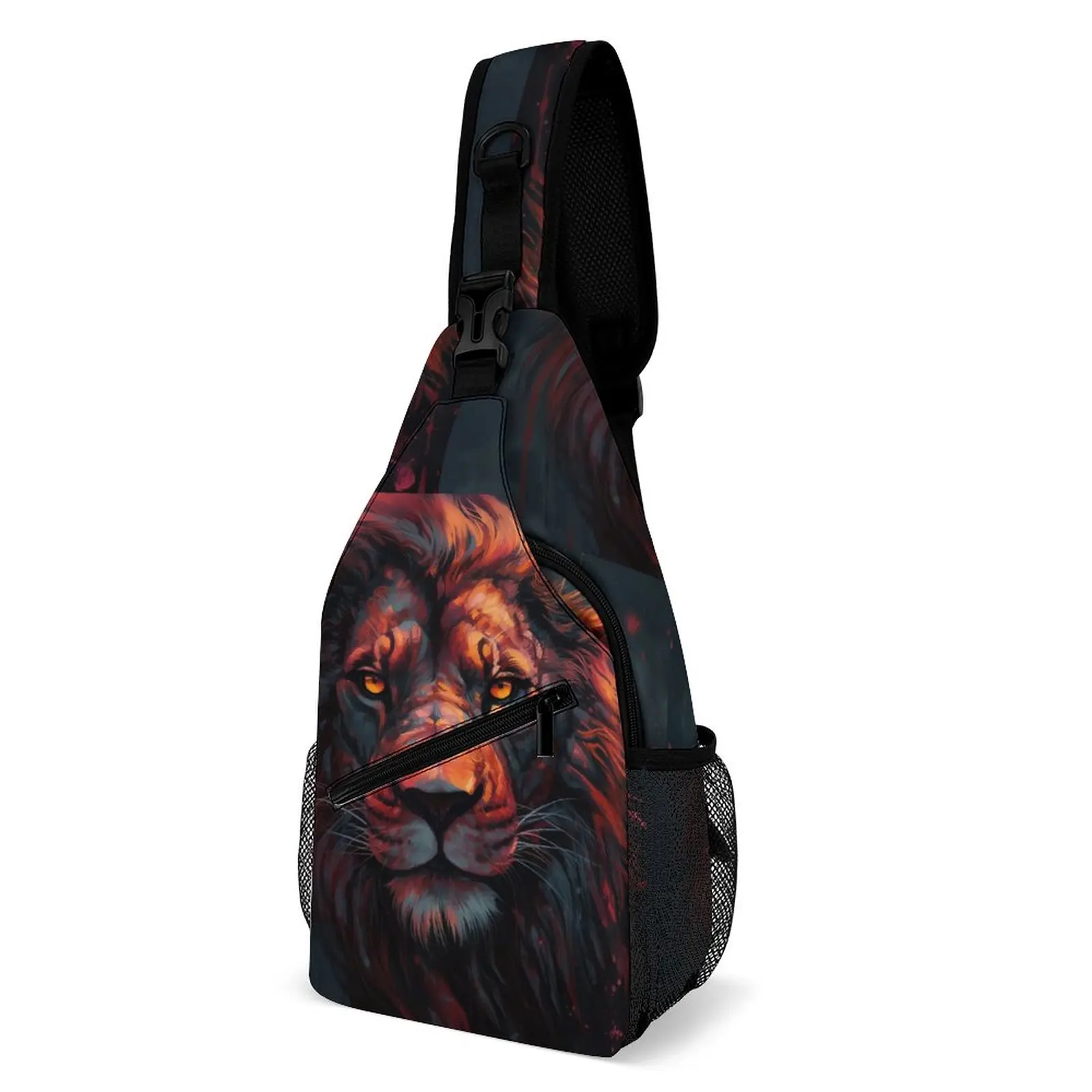 

Мужская нагрудная сумка с рисунком льва, фантастическая сумочка на плечо для Grotesque, Повседневная маленькая сумка для телефона, мотоциклетная Сумка-слинг для рыбалки