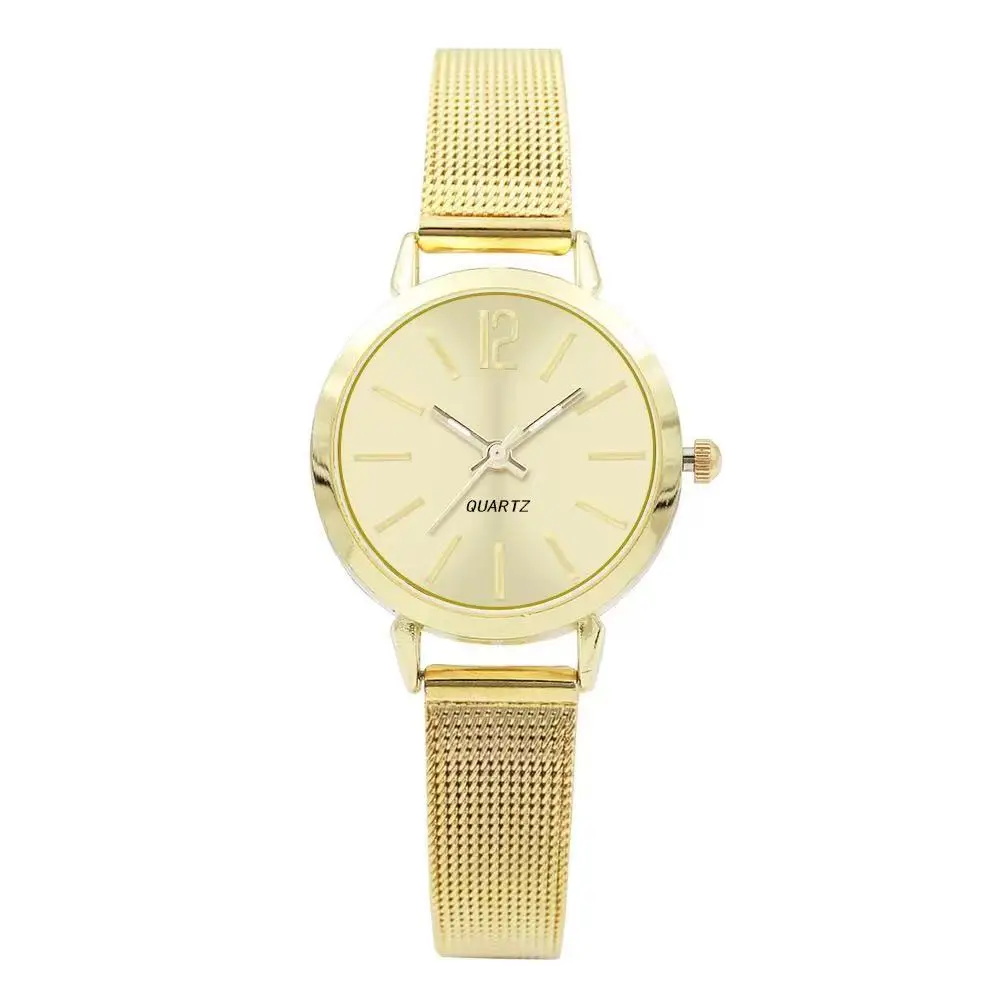 Женские кварцевые часы с сетчатым стальным браслетом под розовое золото 18 К -