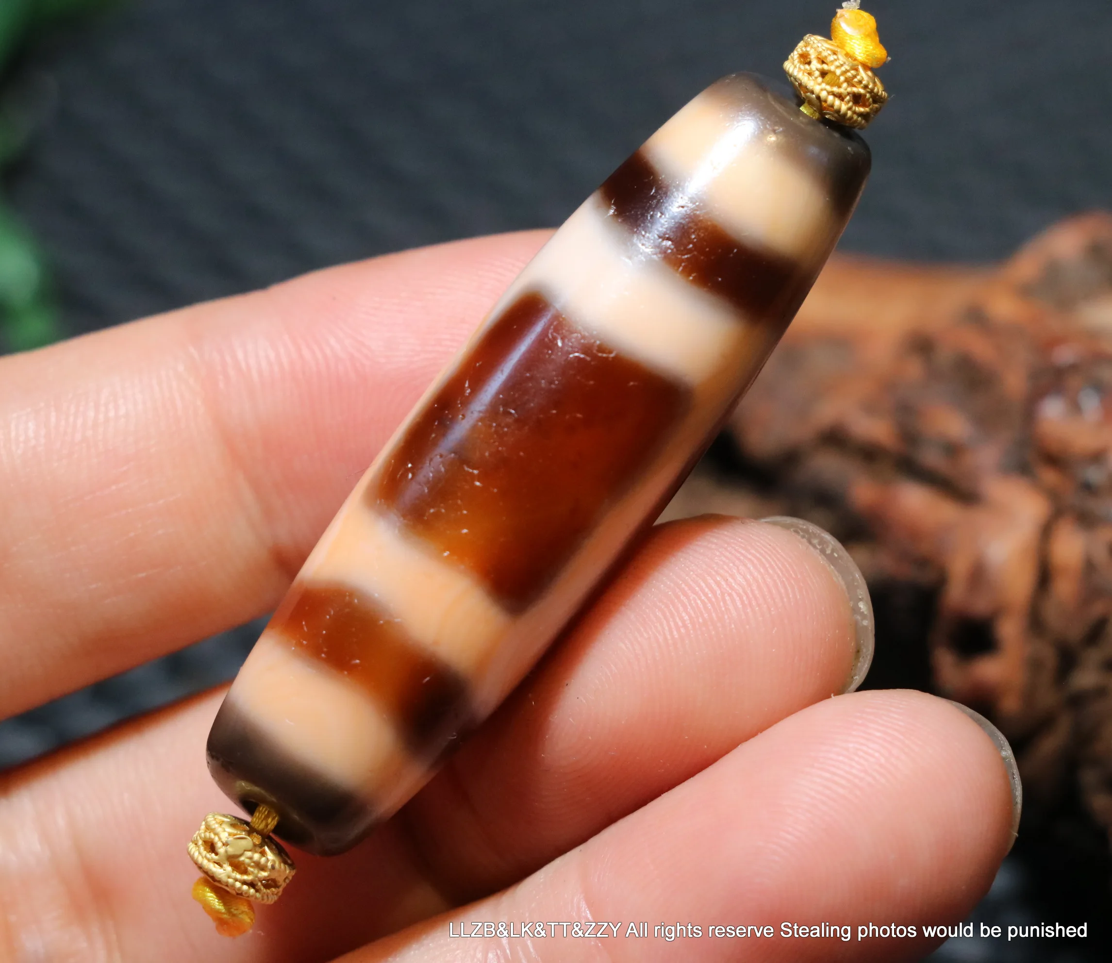 

LKbrother Talisman Treasure Energy Tibetan Old Oily Agate Patina Orange Red Heaven&Earth dZi Bead 5A Amulet UPD211202K01