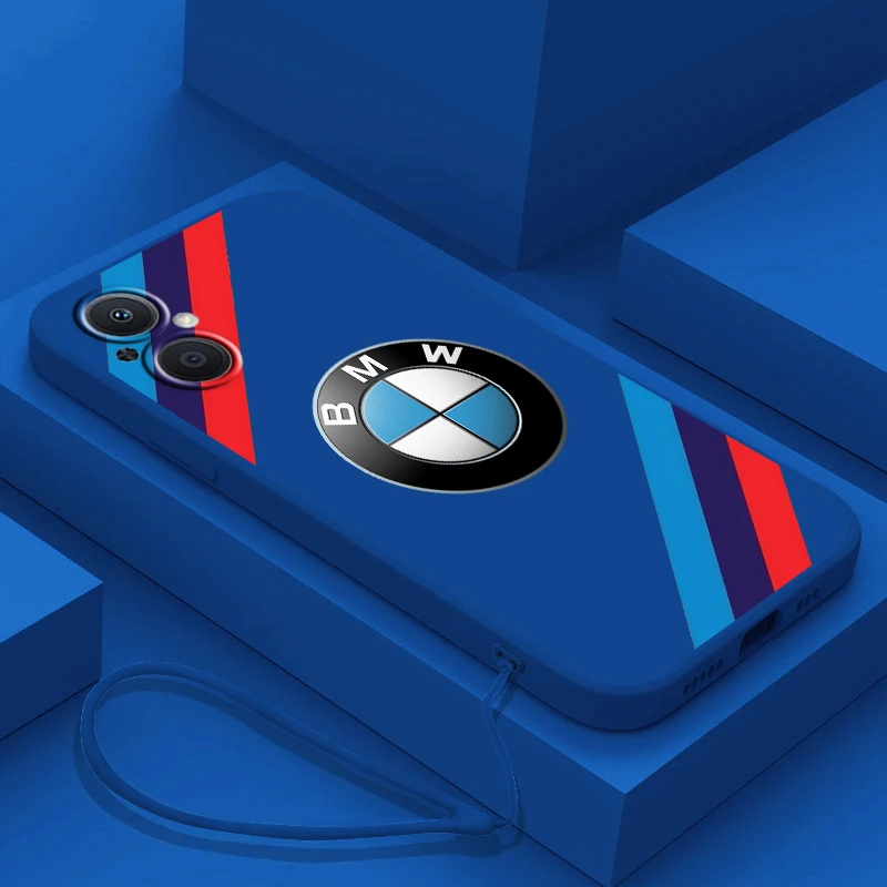 

Luxury BMW Fashion LOGO For OPPO A5 A9 A12 A72 A53 S A73 A93 Find X2 X3 X5 Lite Pro Neo 5G Liquid Rope Soft Phone Case